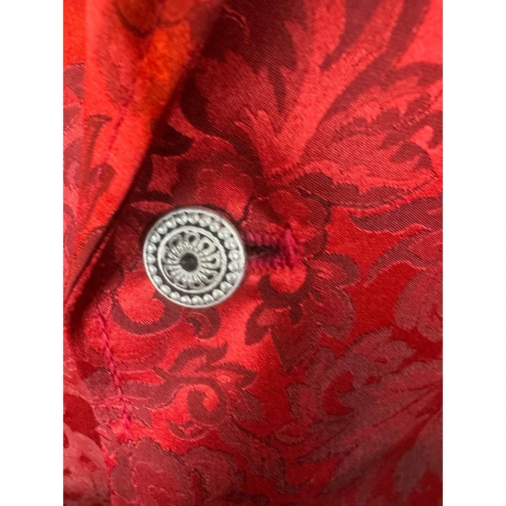 Wah Maker Frontier Clothing Mens XL Red Silk Damask Western Victorian Vest USA